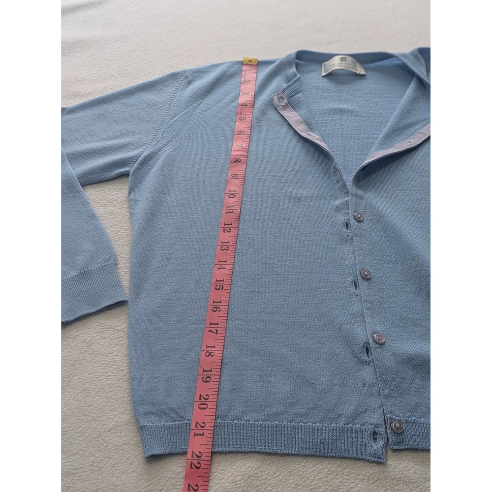 Ballantyne Blue Scotland 100% Pure New Wool Cardigan Sweater Button Down Small - Picture 16 of 16